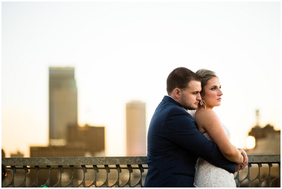 Bride and Groom during sunset at Tip Top Ballroom
