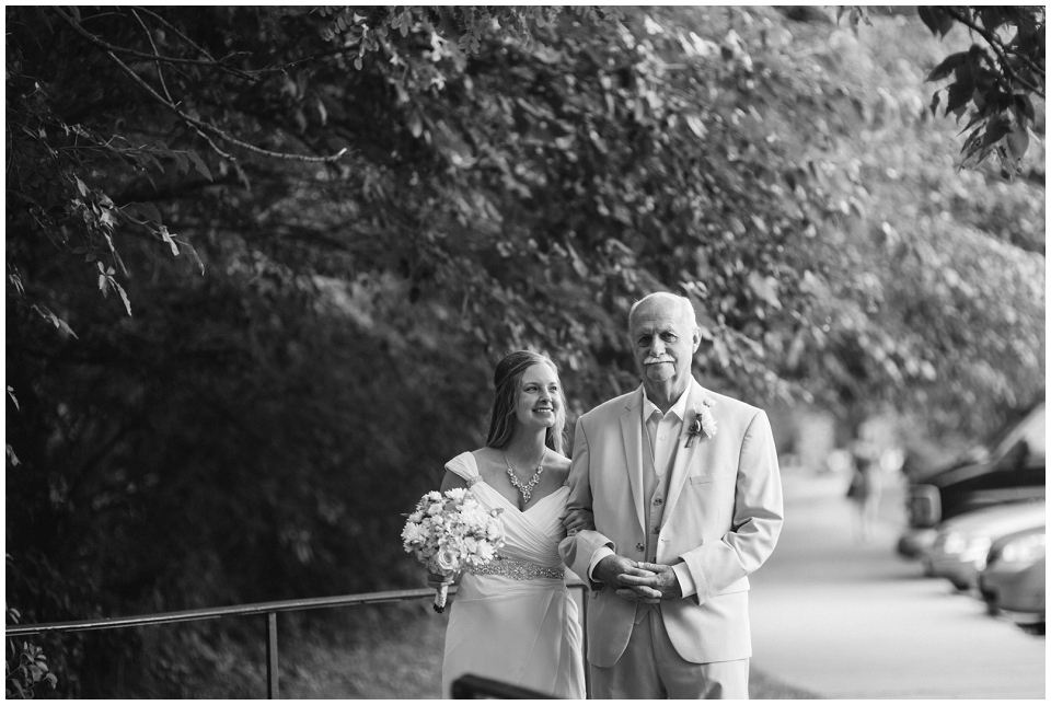 Bride and Father waiting to walk down the aisle