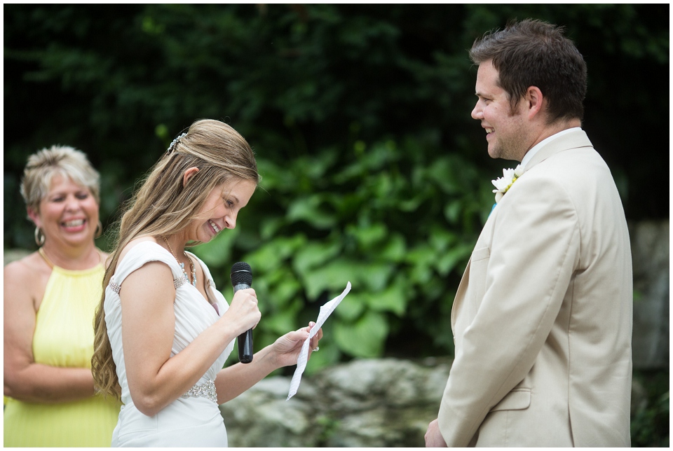 Bride and Groom exchanging vows at Elmwood park