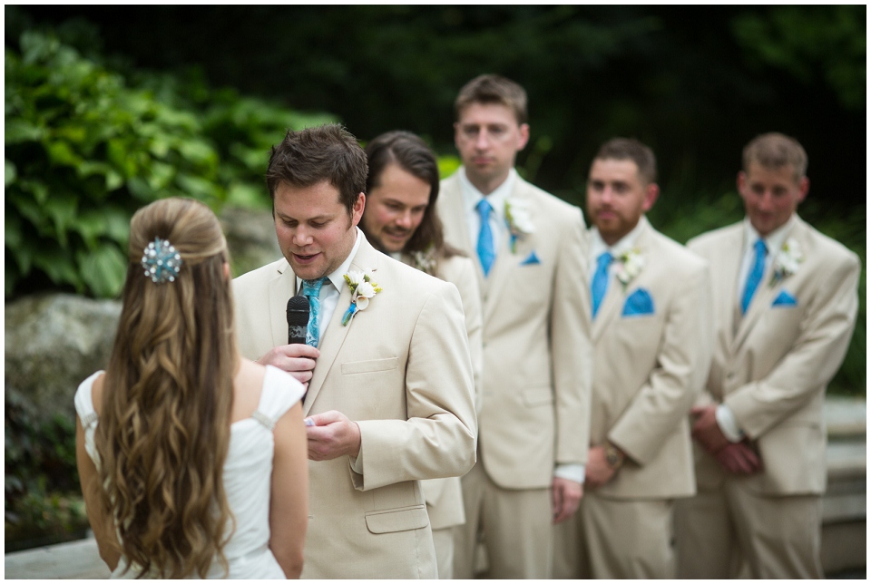 Bride and Groom exchanging vows at Elmwood park