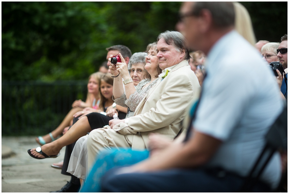 Parents watching wedding ceremony at Elmwood Park Omaha NE