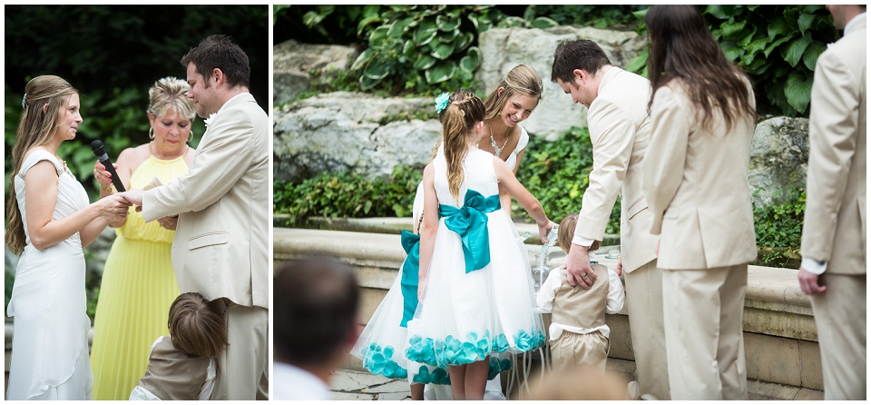 Bride and groom lighting unity candle