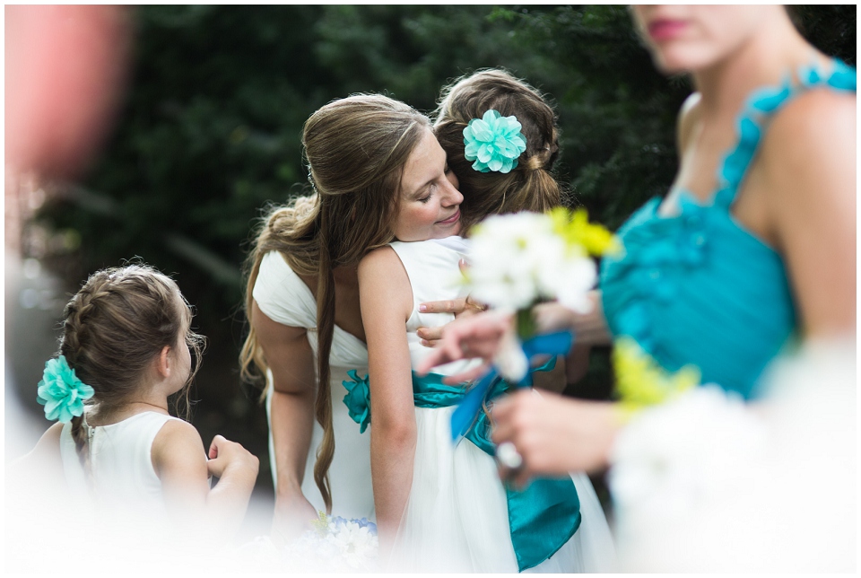 Moment between bride and daughter after wedding ceremony