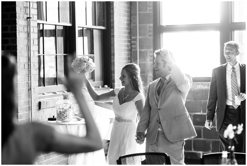 Bride and groom reception entrance at the Living Room