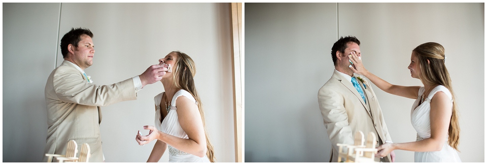 Bride and Groom cutting cake